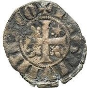 Denier anonymous Lord of Bourbon; lilies and shell, France, 1262-1268 reverse image