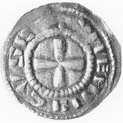 Denier - Richewin et roi Henri I, France, 919-933 reverse image