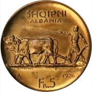 5 Franga Ari Zog I; Pattern obverse image