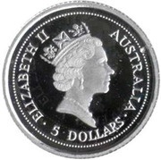 5 Dollars - Elizabeth II 3rd Portrait - Koala - Platinum obverse image