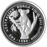 5 Dollars - Elizabeth II 3rd Portrait - Koala - Platinum reverse image