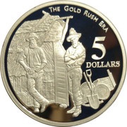 5 Dollars - Elizabeth II 3rd Portrait - The Gold Rush Era - Masterpieces in Silver, Australia, 1995 reverse image