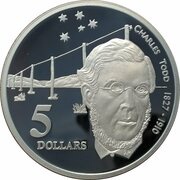 5 Dollars - Elizabeth II 3rd Portrait - Charles Todd - Masterpieces in Silver, Australia, 1995 reverse image