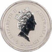 5 Dollars - Elizabeth II 3rd Portrait - Koala Platinum obverse image