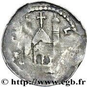 Denier - Peter of Brixey Church, France, 1165-1191 reverse image