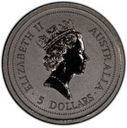 5 Dollars - Elizabeth II 3rd Portrait - Koala - Platinum obverse image