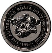 5 Dollars - Elizabeth II 3rd Portrait - Koala - Platinum reverse image