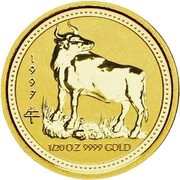 5 Dollars - Elizabeth II 3rd Portrait - Year of the Ox - Gold Bullion Coin, Australia, 1997 reverse image