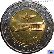 5 Dollars - Elizabeth II 4th Portrait - Royal Flying Doctor Service reverse image