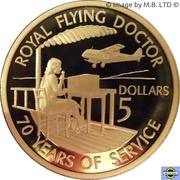 5 Dollars - Elizabeth II 4th Portrait - Royal Flying Doctor Service - Proof, Australia, 1998 reverse image