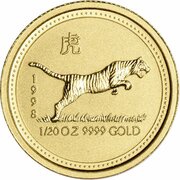 5 Dollars - Elizabeth II 3rd Portrait - Year of the Tiger - Gold Bullion Coin reverse image