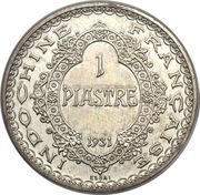 1 Piastre Pattern, French Indochina, 1931 reverse image