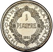 1 Piastre Piedfort Pattern, French Indochina, 1931 reverse image