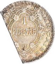1 Piastre Countermark "4" on cheek, French Indochina, 1931 reverse image