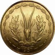 25 Francs Togo, French West Africa, 1957 reverse image