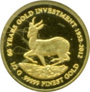 1000 Francs Gold Bullion Coinage, Gabon, 2012 reverse image