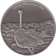 1000 Francs CFA Ostrich; Silver Bullion, Gabon, 2014 reverse image