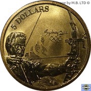 5 Dollars - Elizabeth II 3rd Portrait - Archery, Australia, 2000 reverse image