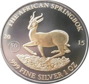 1000 Francs CFA African Springbok , "Golden Enigma", Gabon, 2015 reverse image
