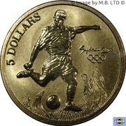 5 Dollars - Elizabeth II 3rd Portrait - Football, Australia, 2000 reverse image