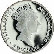 5 Dollars - Elizabeth II 3rd Portrait - Sydney 2000 Series - Silver Proof obverse image