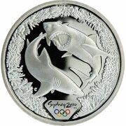 5 Dollars - Elizabeth II 3rd Portrait - Sydney 2000 Series - Silver Proof, Australia, 2000 reverse image