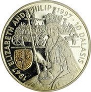 10 Dalasis Queen Elizabeth II and Duke of Edinburgh's Golden Wedding reverse image