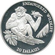 20 Dalasis Endangered Wildlife, Gambia, 1994 reverse image