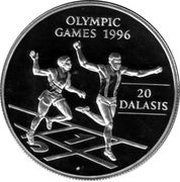 20 Dalasis Olympics, Gambia, 1994 reverse image