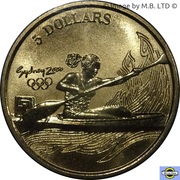 5 Dollars - Elizabeth II 4th Portrait - Canoe/Kayak, Australia, 2000 reverse image