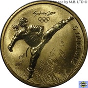 5 Dollars - Elizabeth II 4th Portrait - Taekwondo, Australia, 2000 reverse image