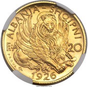 20 Franga Ari - Skanderbeg; Prova obverse image