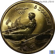 5 Dollars - Elizabeth II 4th Portrait - Rowing, Australia, 2000 reverse image