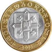 10 Lari 2000th anniversary of the birth of Christ. Bimetallic obverse image