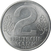 2 Deutsche Mark, Germany, 1957 reverse image