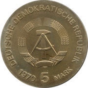 5 Mark Birth of Wilhelm C. Röntgen obverse image