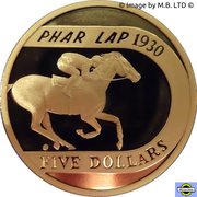 5 Dollars - Elizabeth II 4th Portrait - 70th Anniversary of Phar Lap's 1930 Melbourne Cup Win, Australia, 2000 reverse image