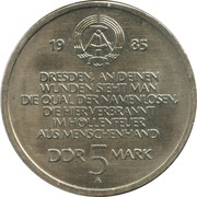 5 Mark Destroyed Frauenkirche Dresden obverse image