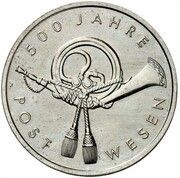 5 Mark 500 Years Mail Services - Pattern, Germany, 1990 reverse image