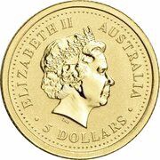 5 Dollars - Elizabeth II 4th Portrait - Year of the Dragon - Gold Bullion Coin obverse image