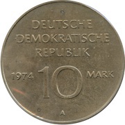 10 Mark 25th anniversary of the GDR obverse image
