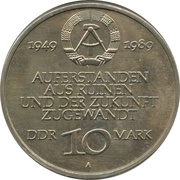 10 Mark 40th Anniversary - East German Government obverse image