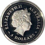 5 Dollars - Elizabeth II 4th Portrait - Koala - Platinum obverse image