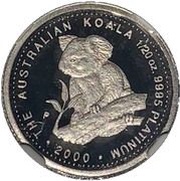 5 Dollars - Elizabeth II 4th Portrait - Koala - Platinum, Australia, 2000 reverse image