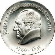 20 Mark Johann Wolfgang von Goethe, Germany, 1969 reverse image