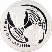 5 Dollars - Elizabeth II 4th Portrait - Barton and Reid - Masterpieces in Silver, Australia, 2001 reverse image