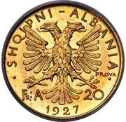 20 Franga Ari Zog; Prova obverse image