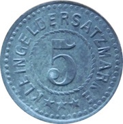 5 Pfennig - Leutzsch Max. Jahn, Germany,  reverse image