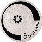 5 Dollars - Elizabeth II 4th Portrait - Bathurst Ladies Organizing Comittee; Masterpieces in Silver, Australia, 2001 reverse image