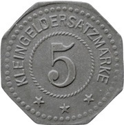 5 Pfennig - Porz am Rhein Spiegelglaswerke Germania, Germany,  reverse image